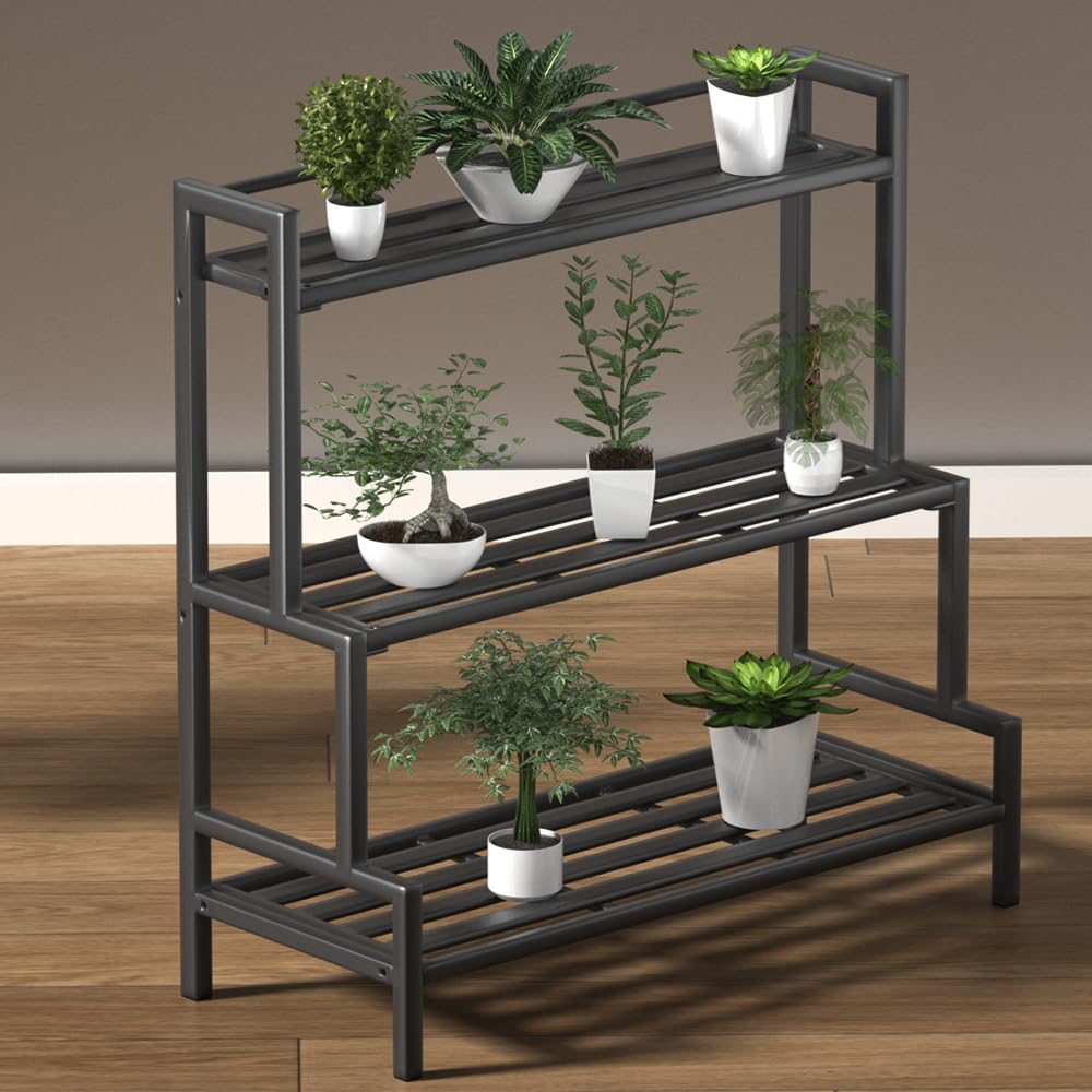 DHYGOTFUR Aluminum Plant Stand Outdoor 3-Tier Rustproof, Extra Large