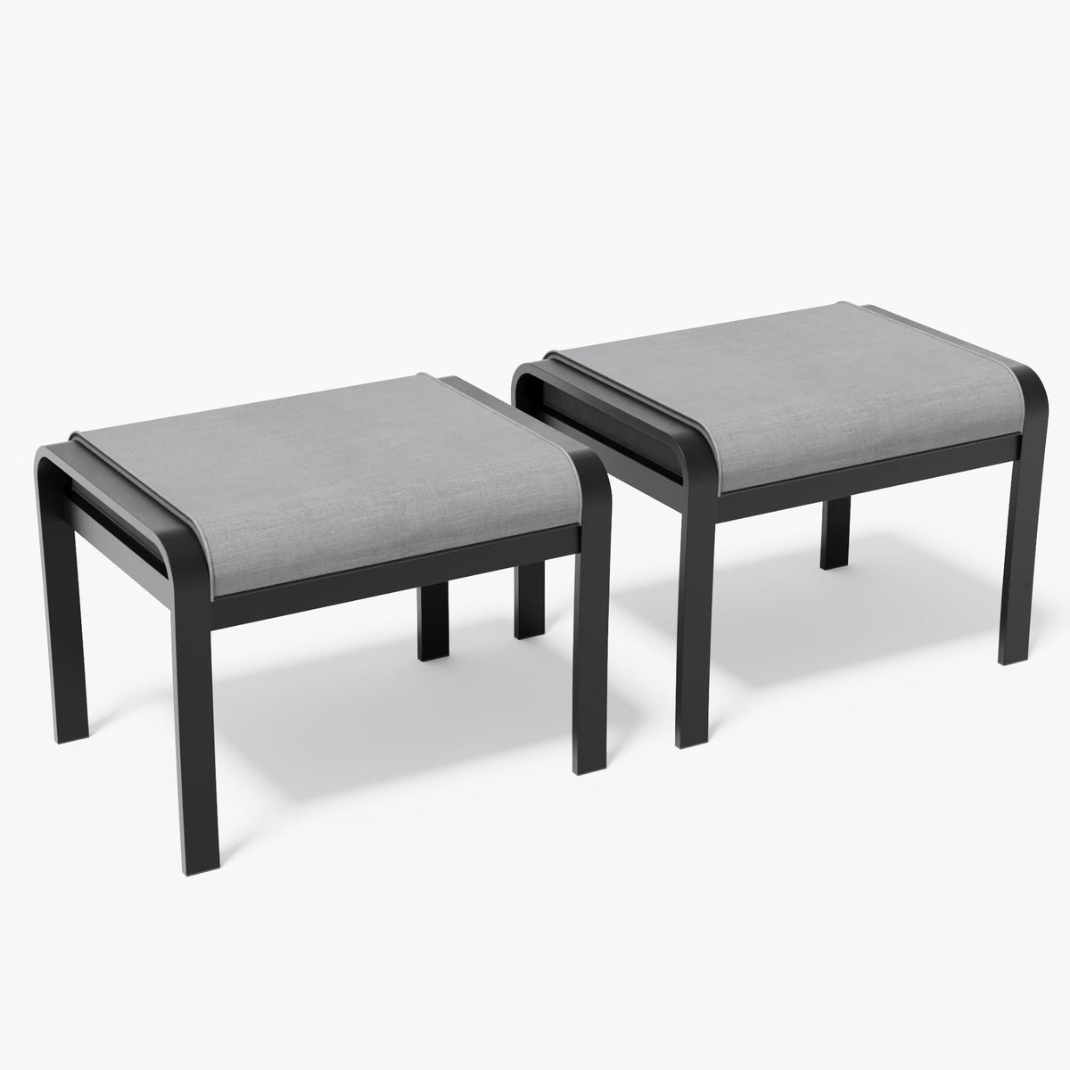 ASJMR 2 Pieces Patio Ottomans, Aluminum Outdoor Ottoman with Removable Cushion, Oversized Outdoor Footstools, Additional Seating, Side Table, Multipurpose Outdoor Footrests for Balcony, Garden, Grey