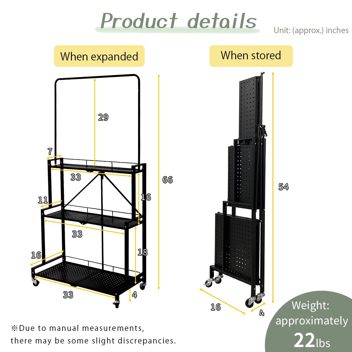 Foldable 4-Tier Plant Stand with Wheels