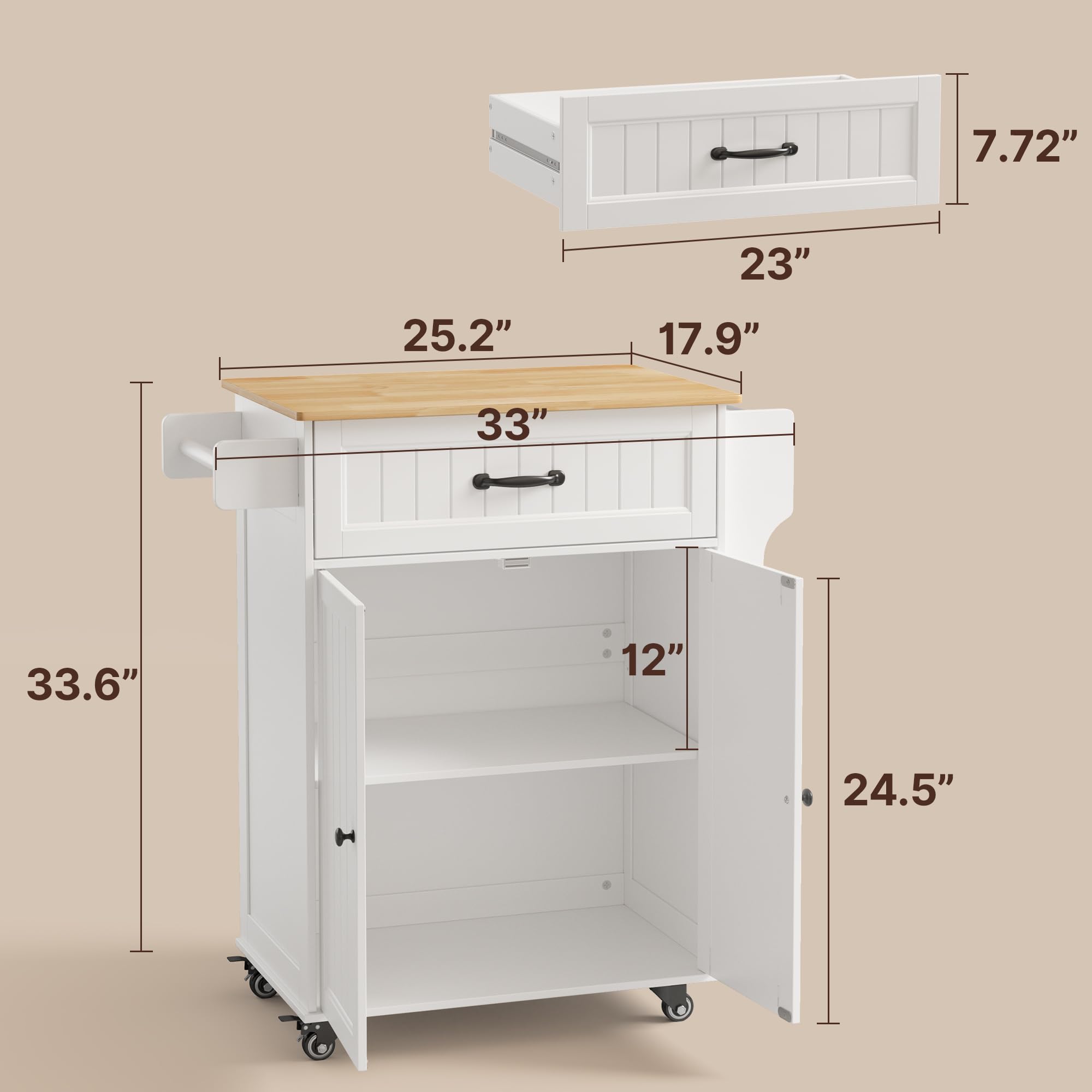 Kitchen Island Cart with Adjustable Shelf