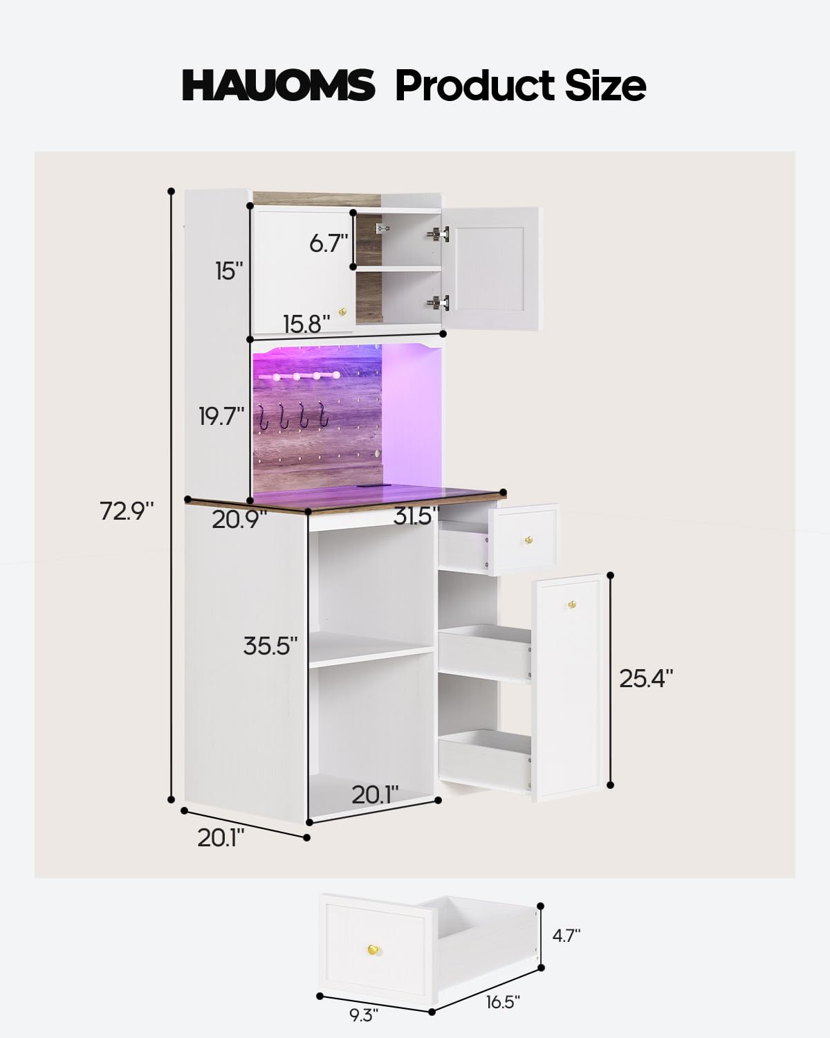 Coffee Bar Hutch with Fridge Space