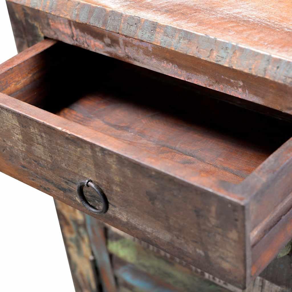 Reclaimed Wood End Table with Drawer & Cupboard
