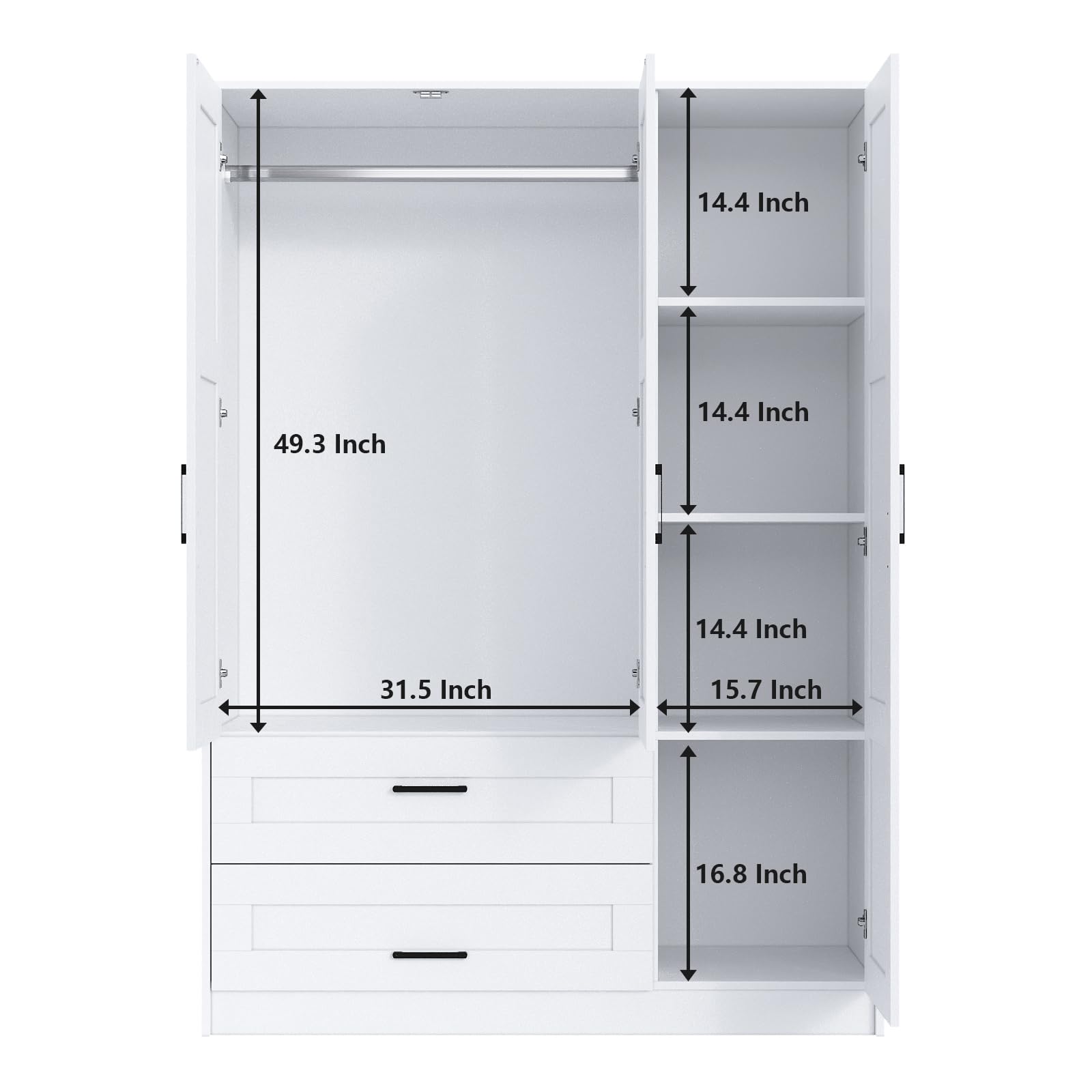 Wooden Wardrobe Closet Armoire with Shelves & Drawers