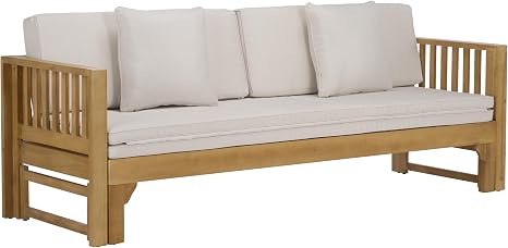 Convertible Outdoor Bench Daybed with Cushions