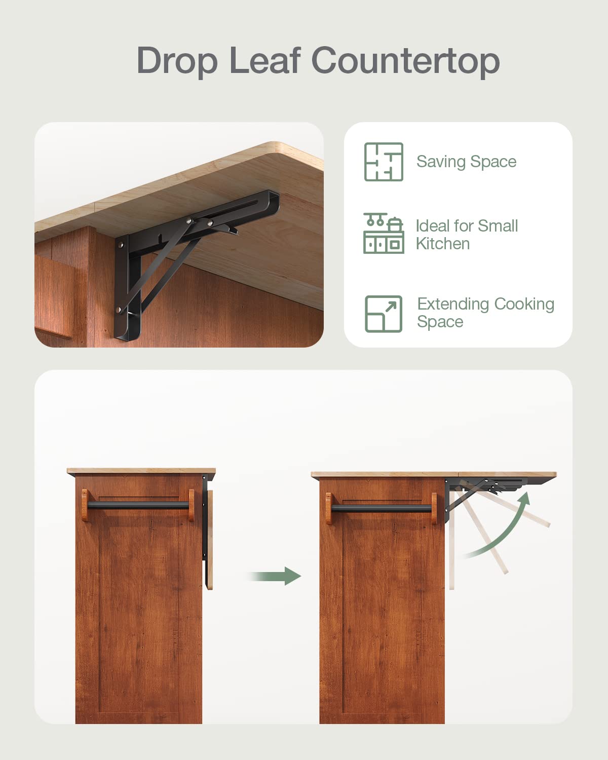 Kitchen Island with Drop Leaf & Storage on Wheels