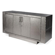 Silver Leather Buffet Sideboard with Storage, 70.5"