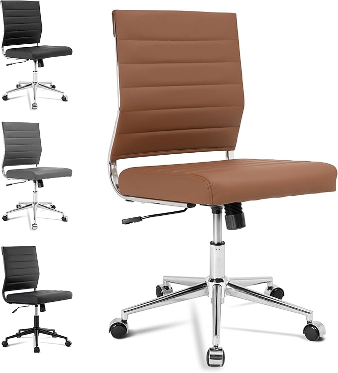 Armless Mid-Back Ergonomic Swivel Office Chair