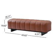 HOMEFLEX Indoor Dining Bench, PU Fabric Bench with Rubber Wood Legs, Comfortable Seating for Living Room, Brown
