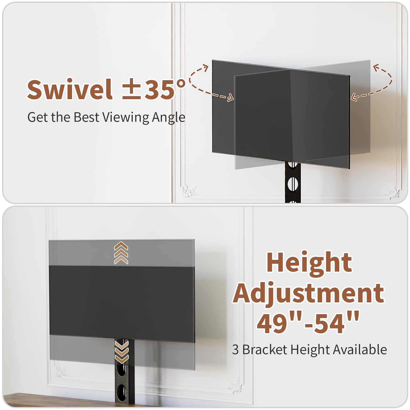 TV Stand with Mount, Power Outlet & LED Lights