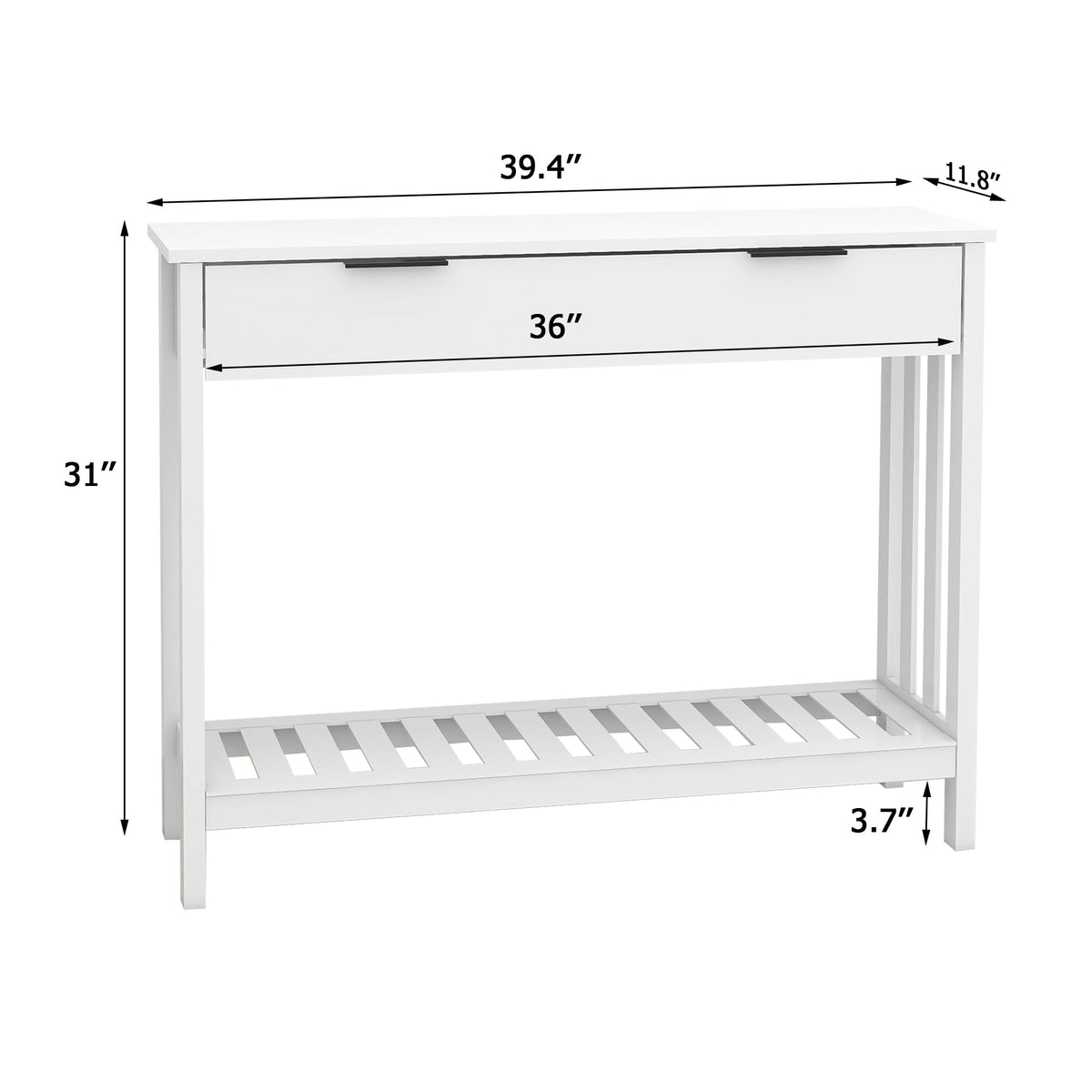White Console Table with Drawer
