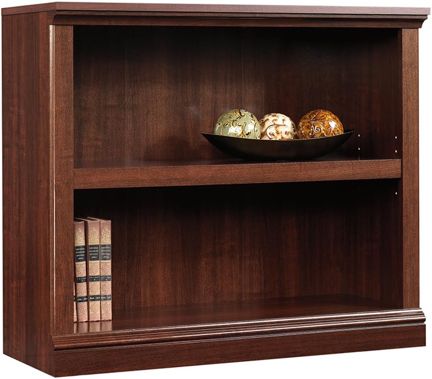 Sauder Palladia Library with Doors/Book Shelf Miscellaneous Storage 2-Shelf Bookcase, Select Cherry Finish