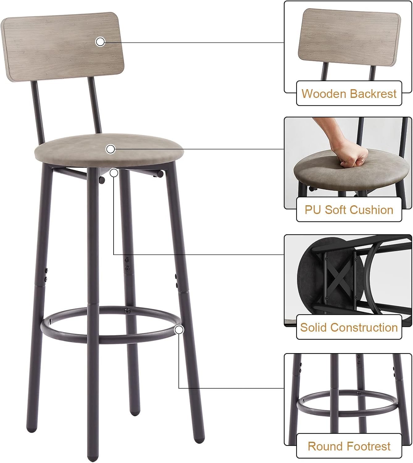 3-Piece Counter Height Bar Table Set