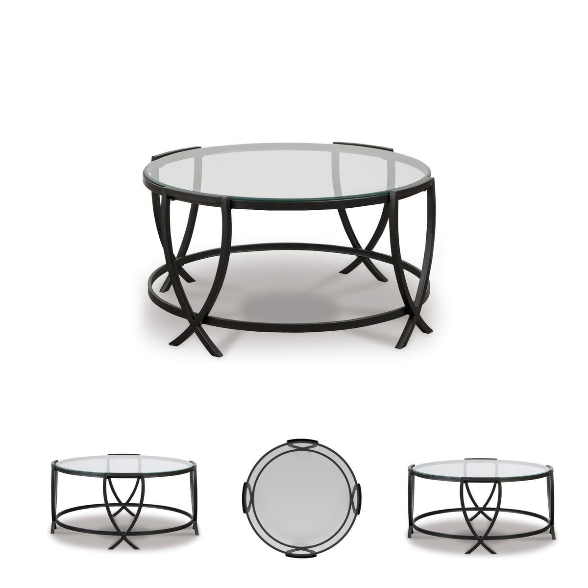 3-Piece Round Glass Coffee Table Set