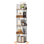 5-Tier 360° Rotating Bookshelf Tower with Metal Frame