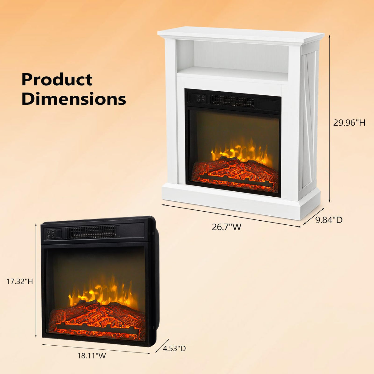 Electric Fireplace with Wood Mantel