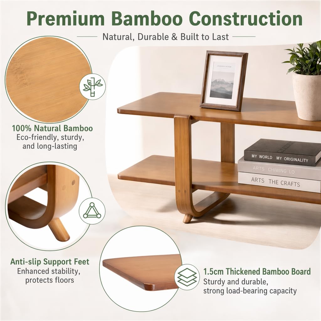 Bamboo TV Stand with Open Storage