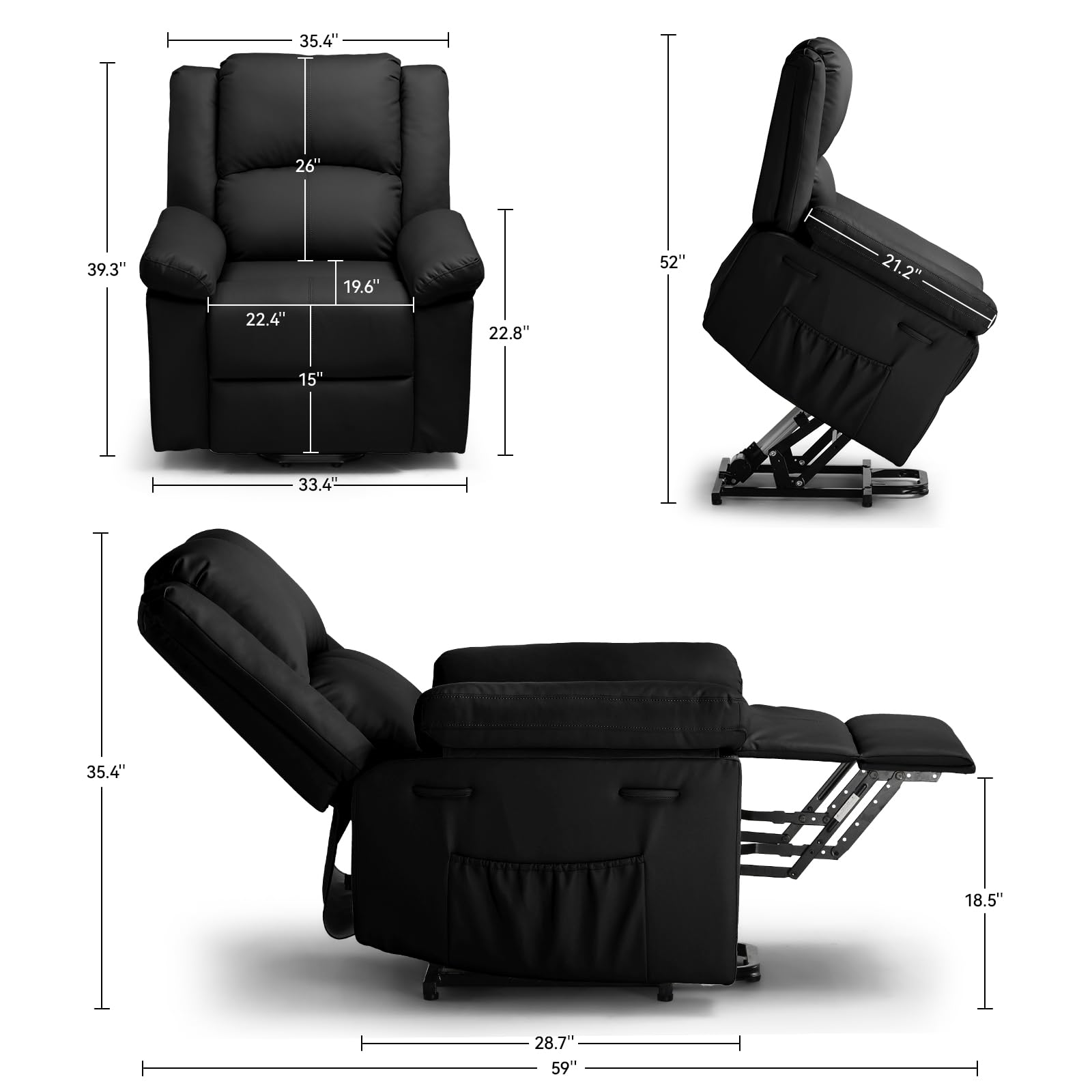 Power Lift Recliner Chair with Heat & Massage