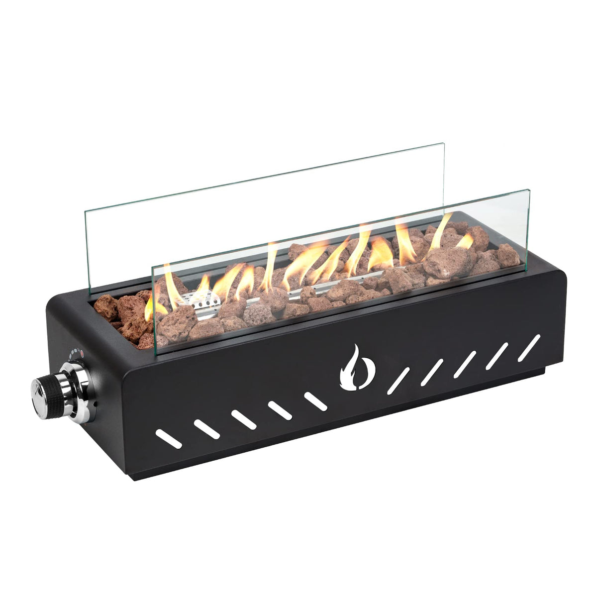 18" Propane Gas Fire Pit Side-Mounted, Portable Tabletop Fireplace, FP026