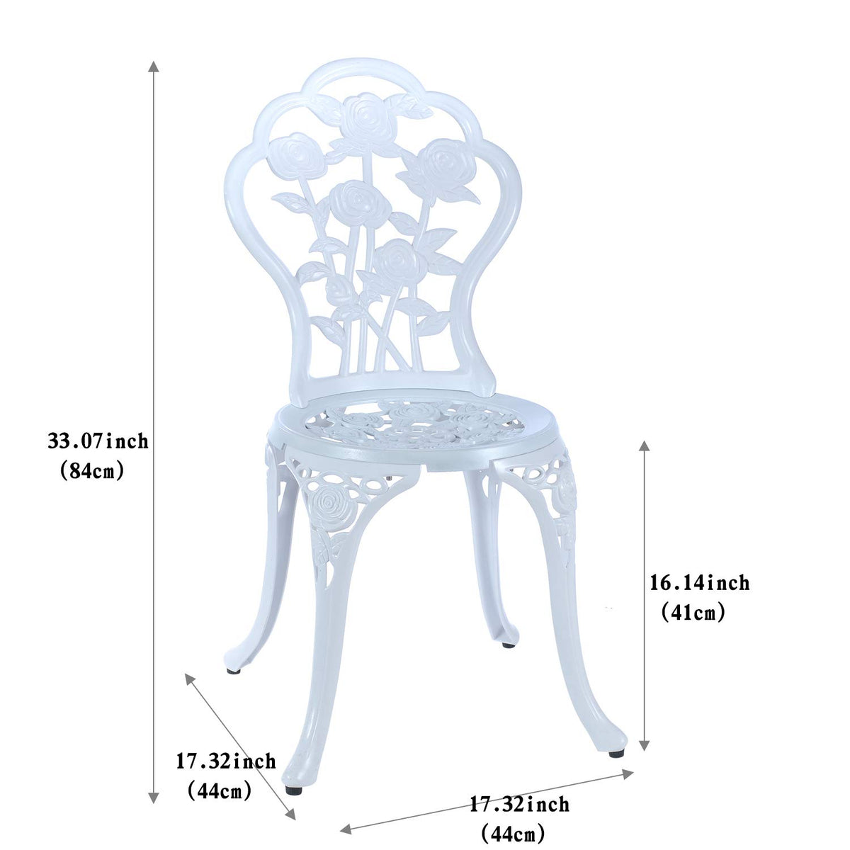 C/G 3-Piece Bistro Set - Outdoor Patio Table Set, Anti-Rust Cast Aluminum, White