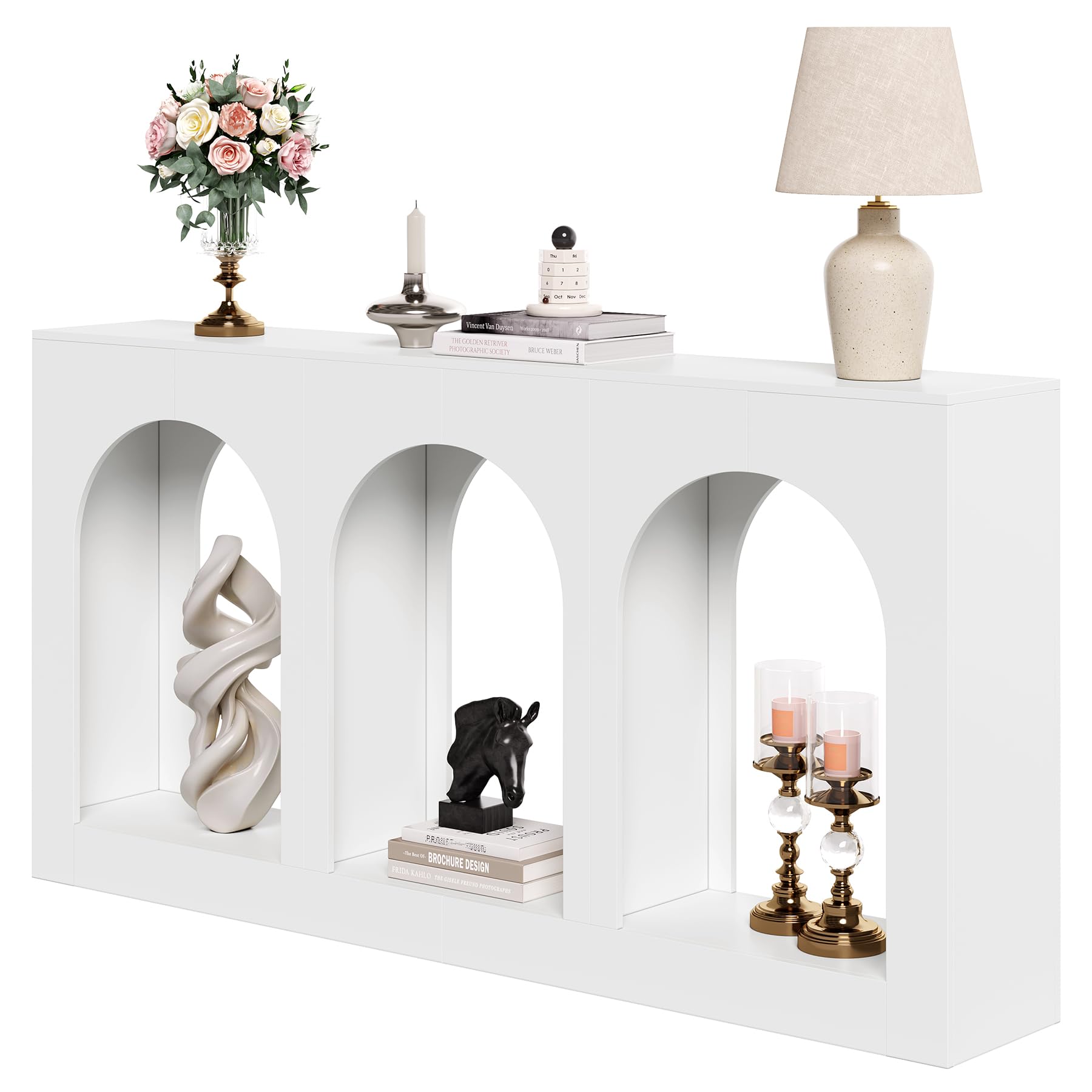 LITTLE TREE Console Table for Entryway, 71-Inch Long Narrow Modern Entry Table for Living Room, Hallway, Behind Couch, Entrance, Sofa, Foyer, Front Door, White