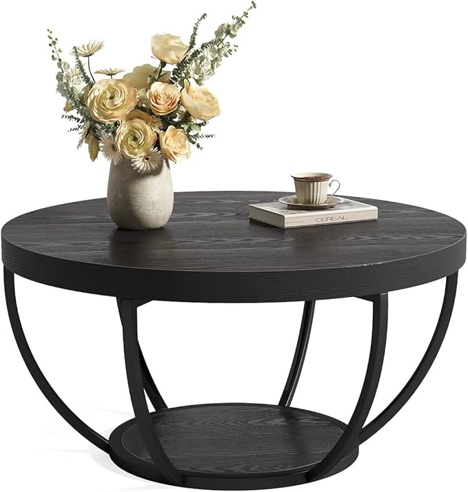 Round 2-Tier Coffee Table with Storage