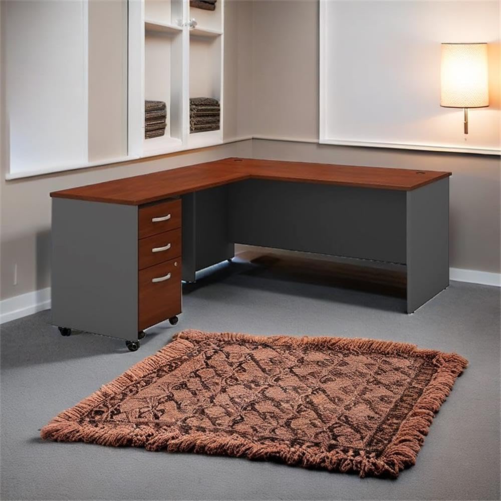 L-Shaped Office Desk with Mobile File Cabinet