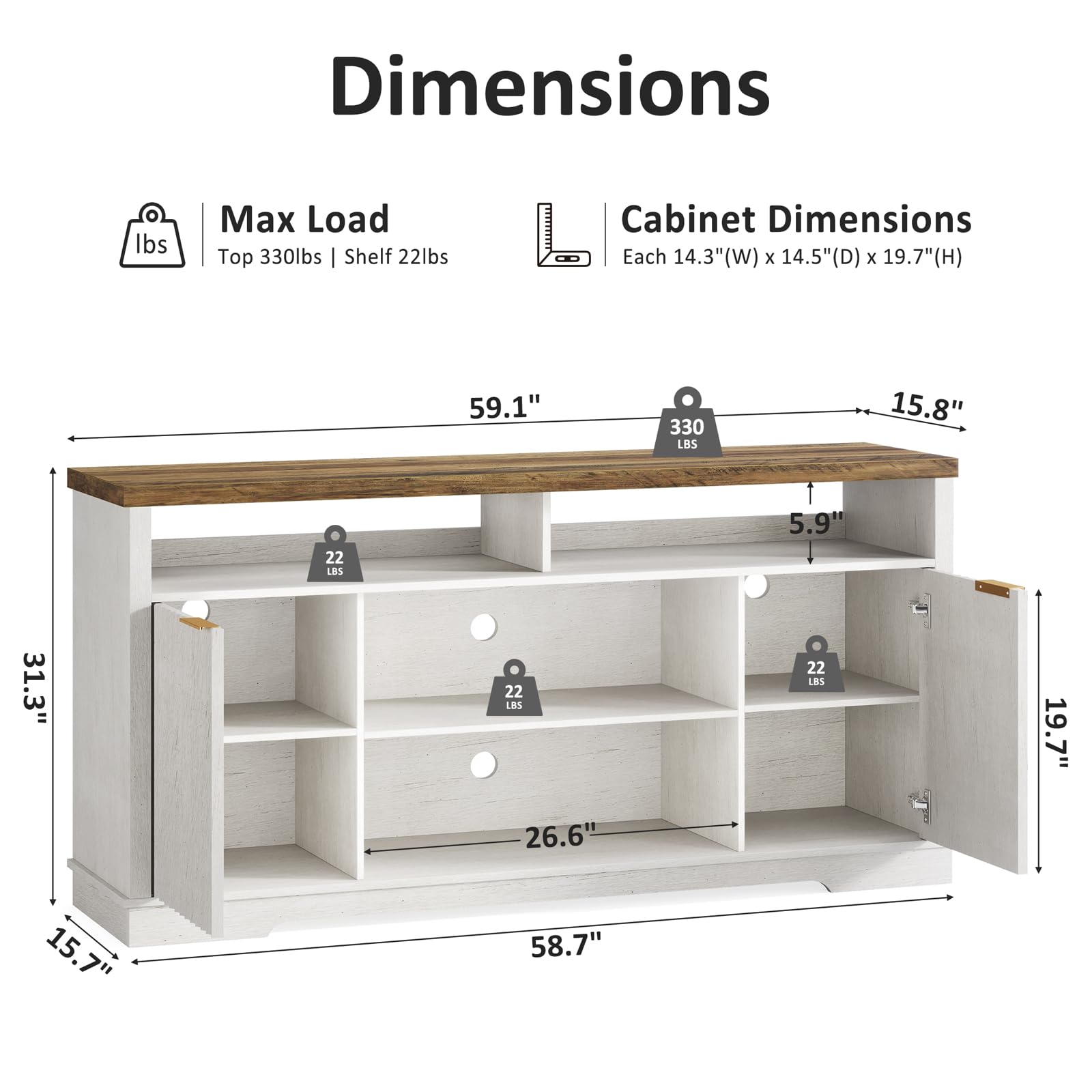Farmhouse TV Stand for TVs Up to 65"