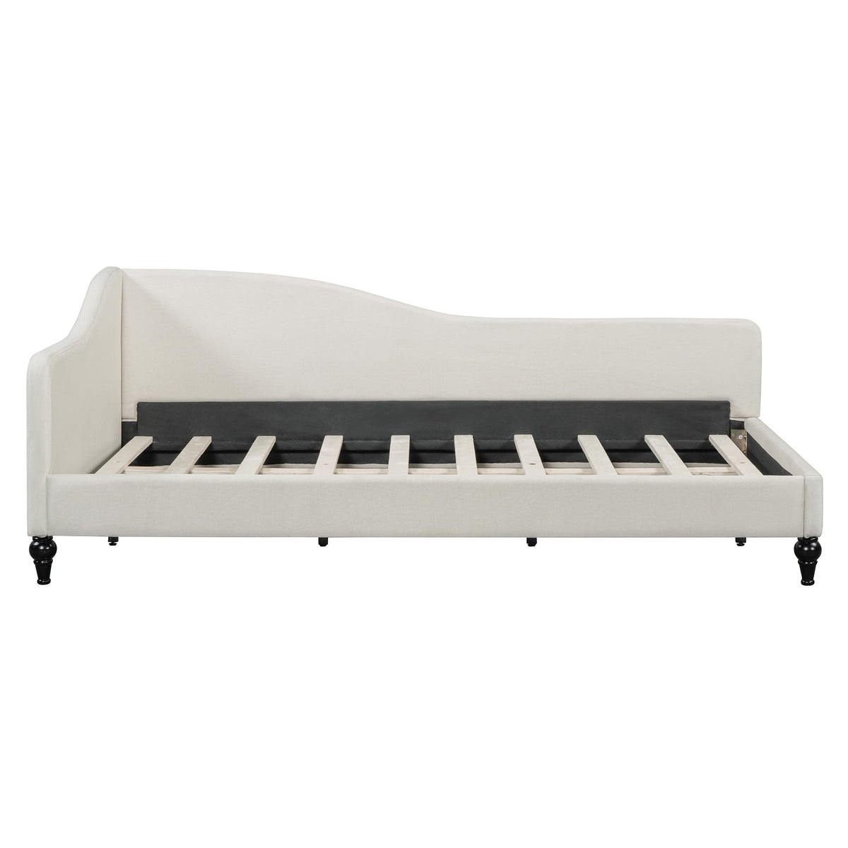 Merax Twin Size Bed Frame Daybed, L-Shaped Linen Day Bed Corner Sofa for Living Room & Guest Room, No Box Spring Needed, Beige