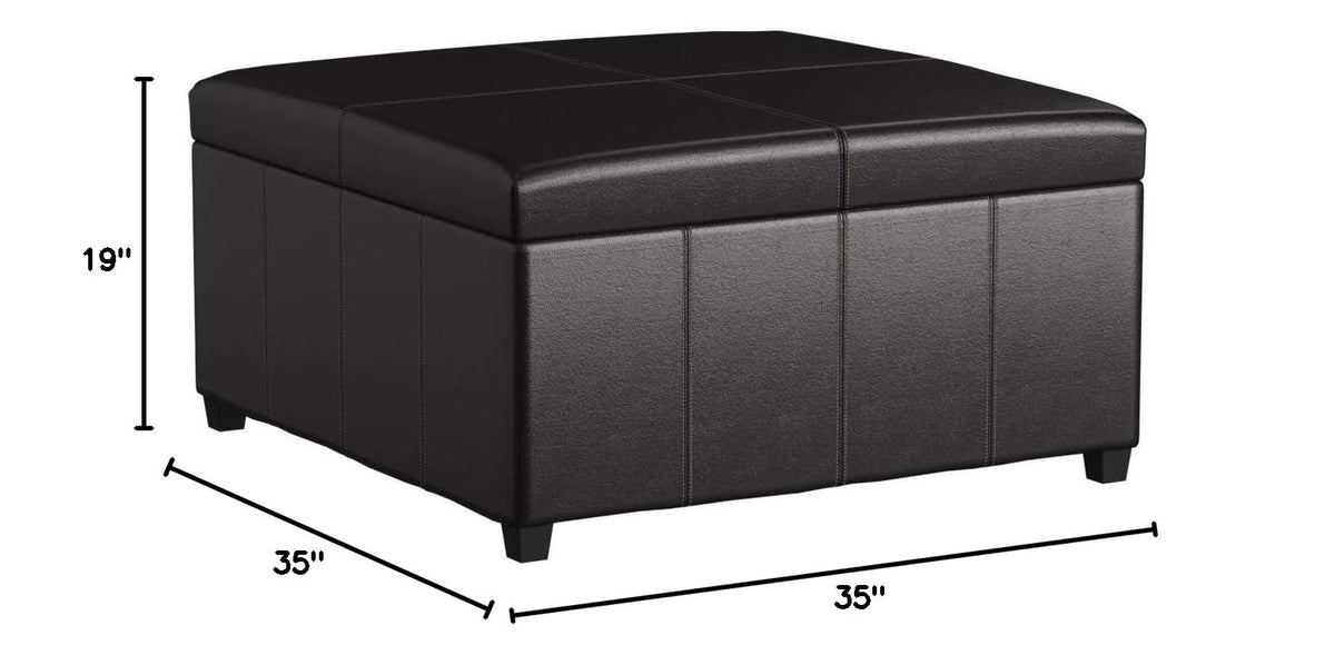 Square Leather Storage Ottoman