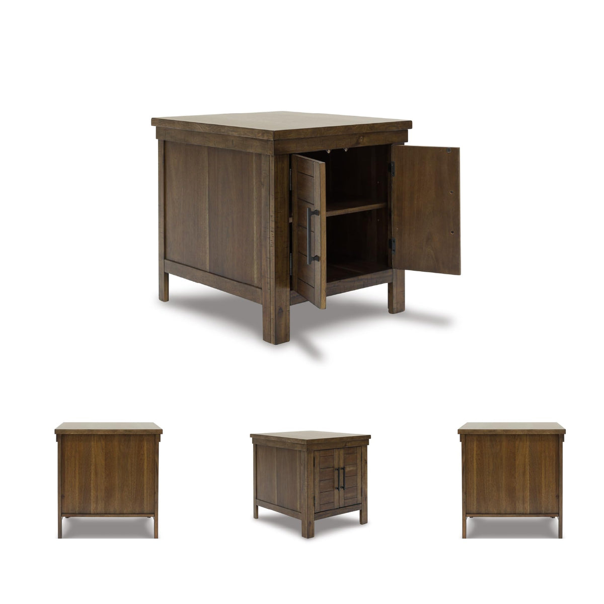 Rustic Wood Storage End Table