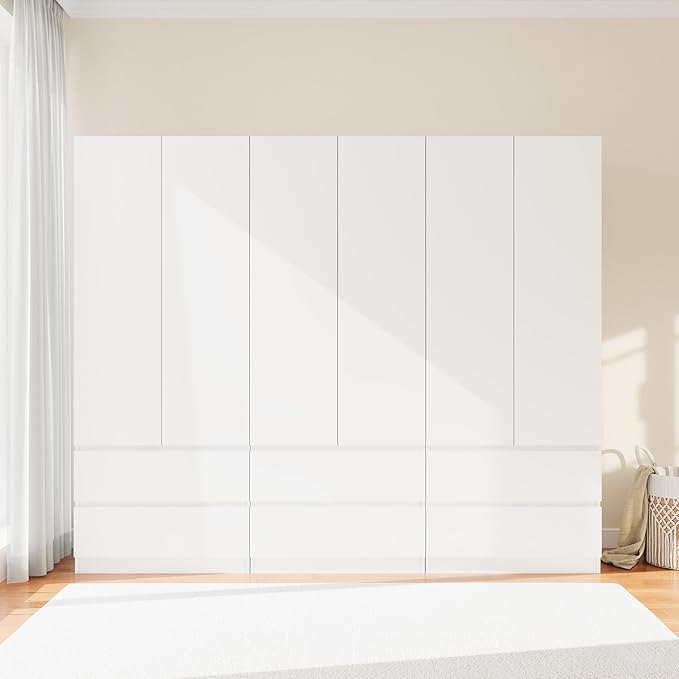Armoire Wardrobe Closet with Drawers & Hanging Rod
