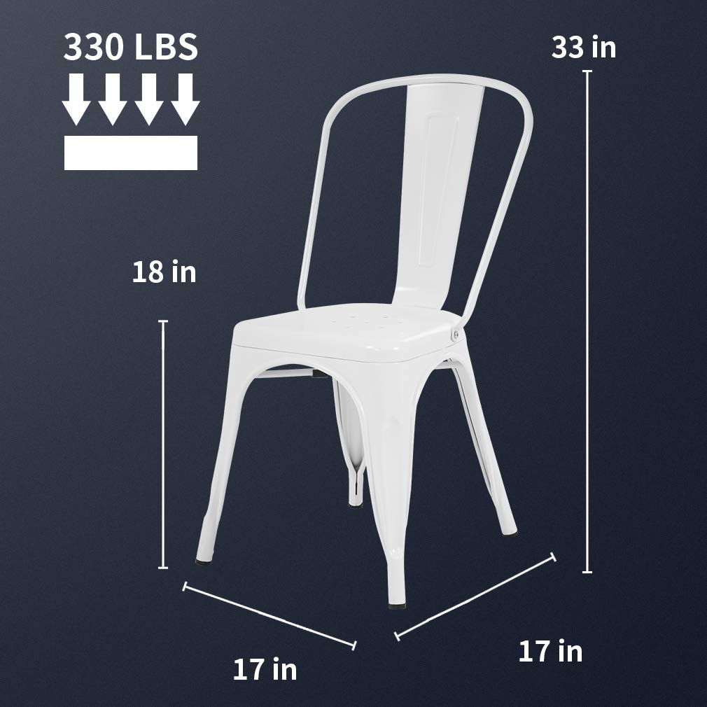 FDW Metal Dining Chairs Metal Chairs Patio Chair Seat Height Dining Room Kitchen Chair Tolix Restaurant Chairs Bar Stackable Chair Trattoria Metal Indoor Outdoor Chairs (Cream)