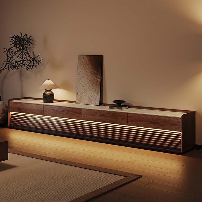 Wood TV Stand with LED Lighting