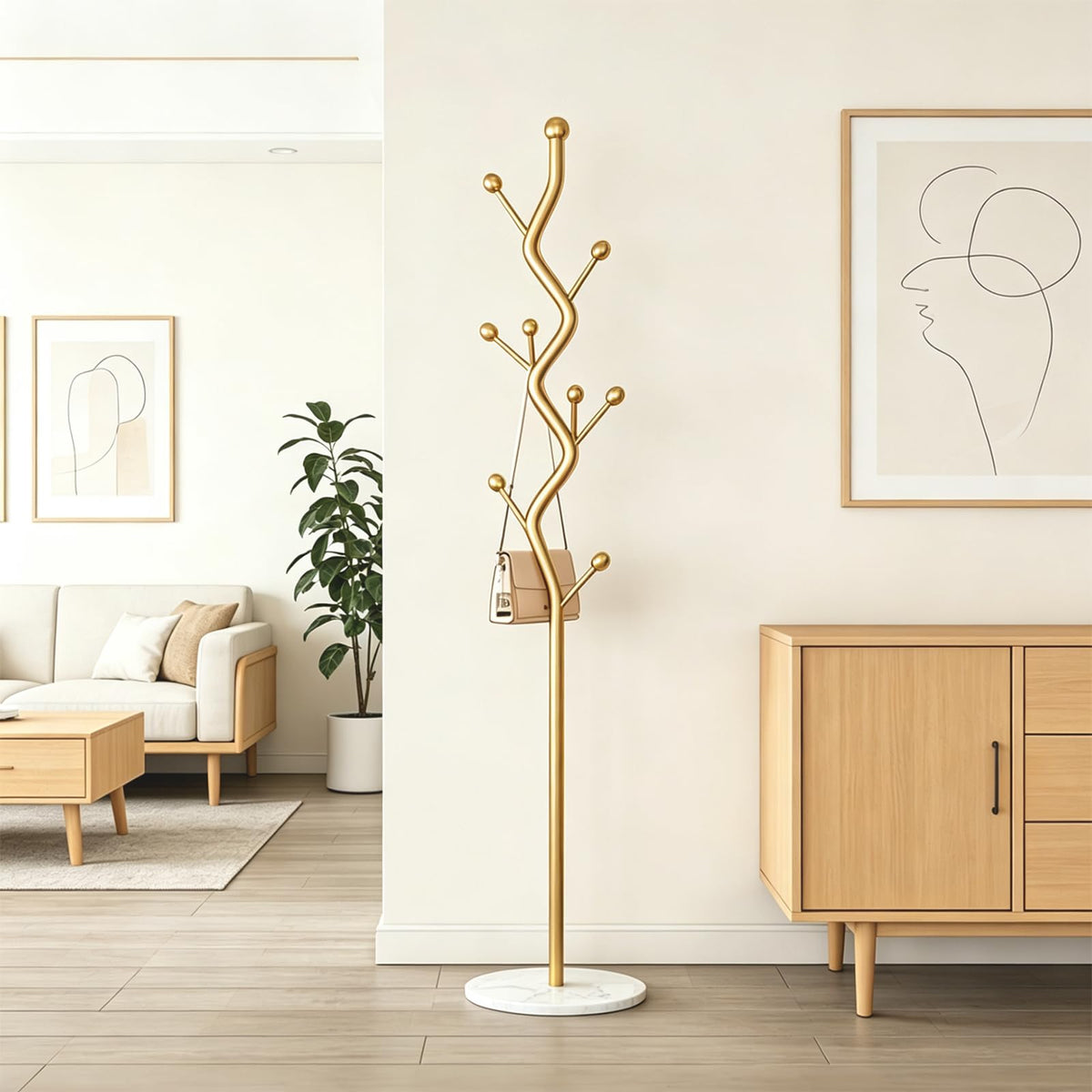 Gold Tree Coat Rack