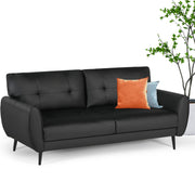 60" Mid-Century Loveseat Sofa – Black Tufted Leather