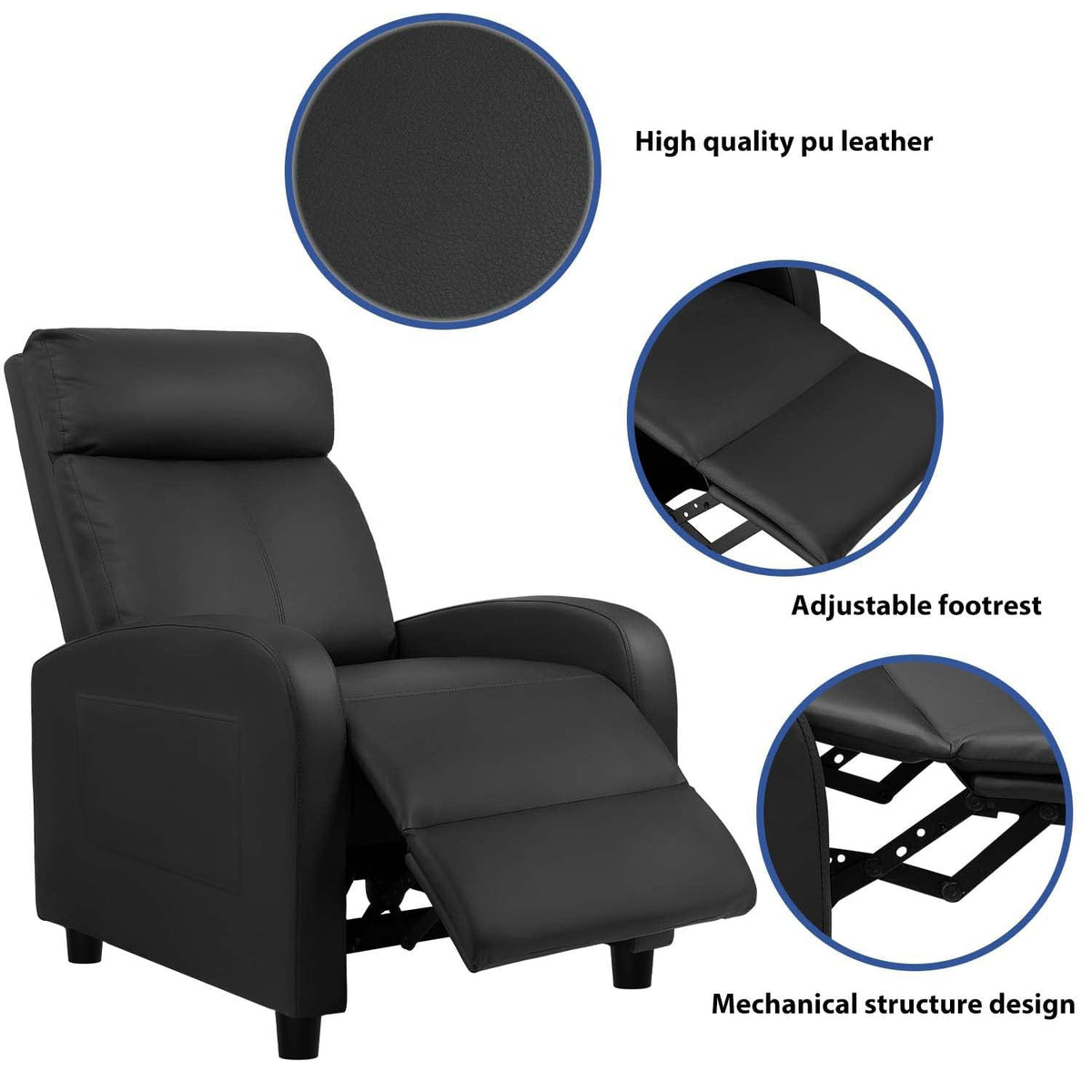 Devoko Massage Recliner Chair Reclining Sofa Pu Leather Living Room Chair