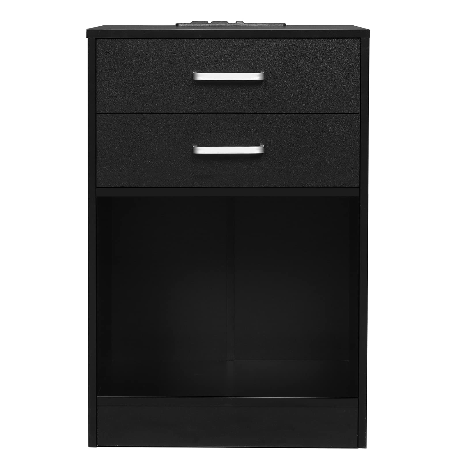 ADORNEVE Night Stand Set 2,Black Nightstand with Charging Station & Drawers,Night Stands for Bedrooms Set of 2,Bedside Table with Drawers
