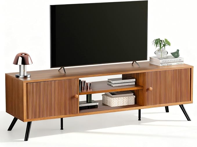 Mid-Century Fluted TV Stand