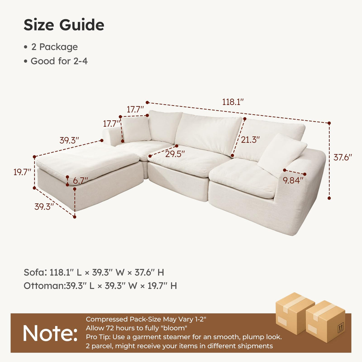Beige Modular Sectional Sofa