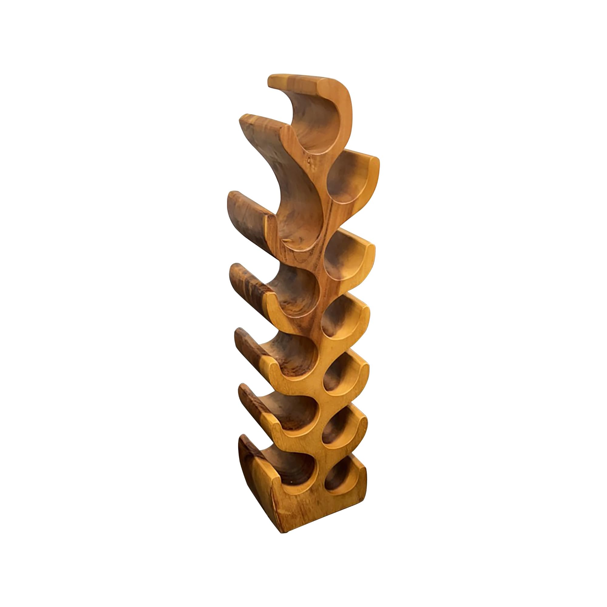 Greenage 12-Bottle Wine Rack Floor Standing, 10.2" Wide Narrow Solid Wood Wine Holder for Small Spaces, Rustic Acacia Tall Wine Shelf for Kitchen, Pantry, Bar, Home Decor, Natural Tan