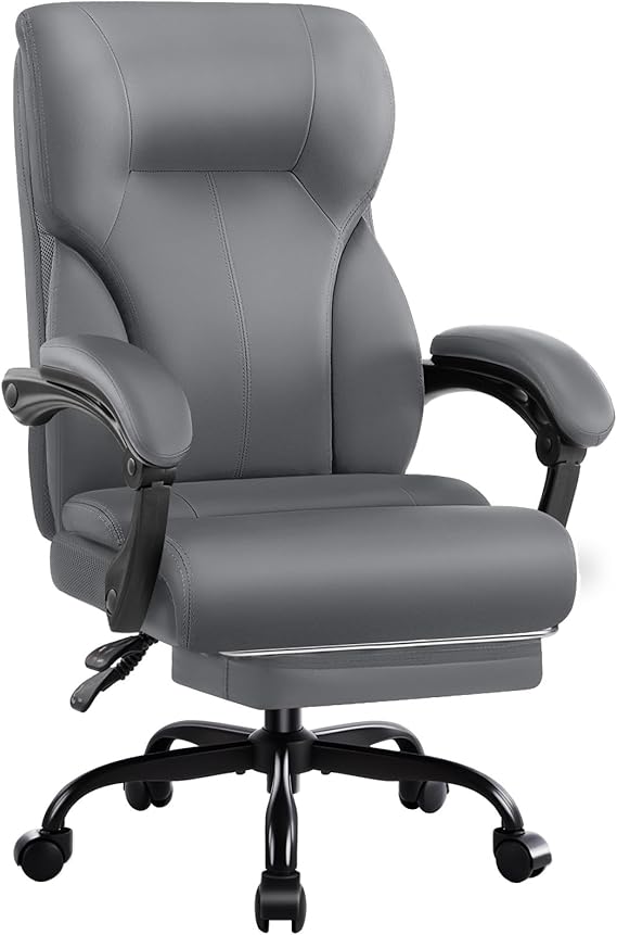 Ergonomic High-Back Office Chair with Footrest & Padded Armrests
