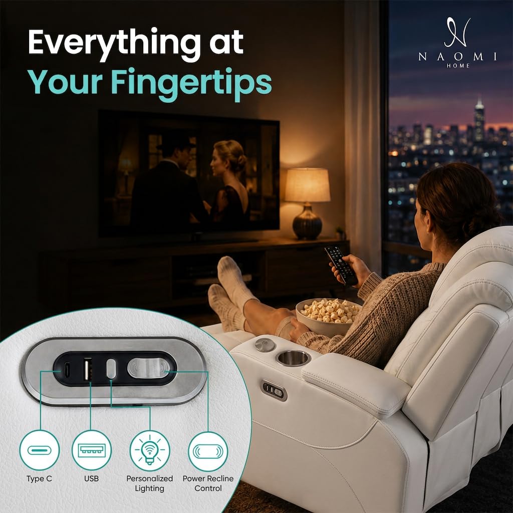 White Power Reclining Loveseat