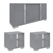 3-Piece Bedroom Dresser Set with Nightstands – Grey