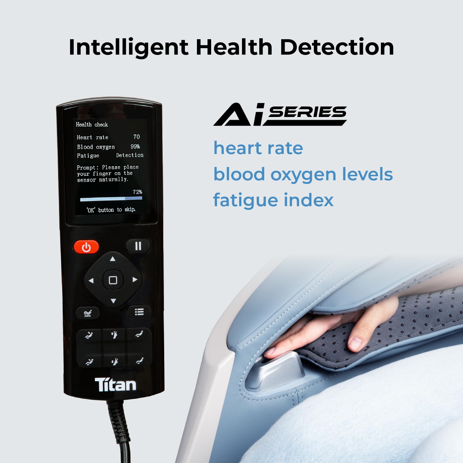 Titan Rejūv 4D l Full Body Massage Chair l Soothing Heating Therapy l Stretching Program l Intelligent Health Detection l Ai Series l Voice Recognition l Zero Gravity Reclining l Space Saving (Blue)