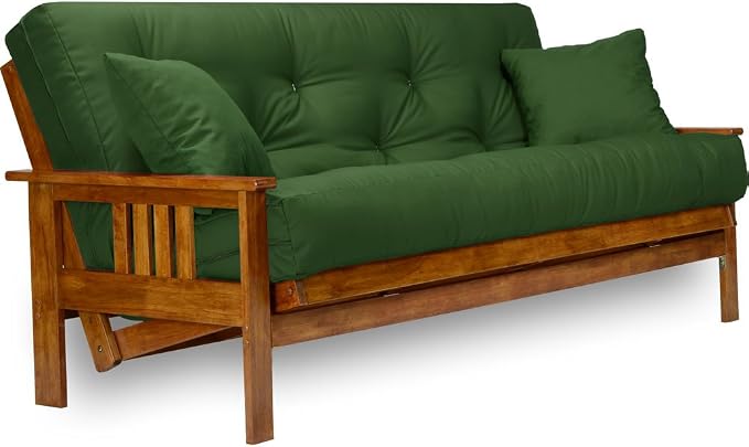 Queen Hardwood Futon Set with Mattress