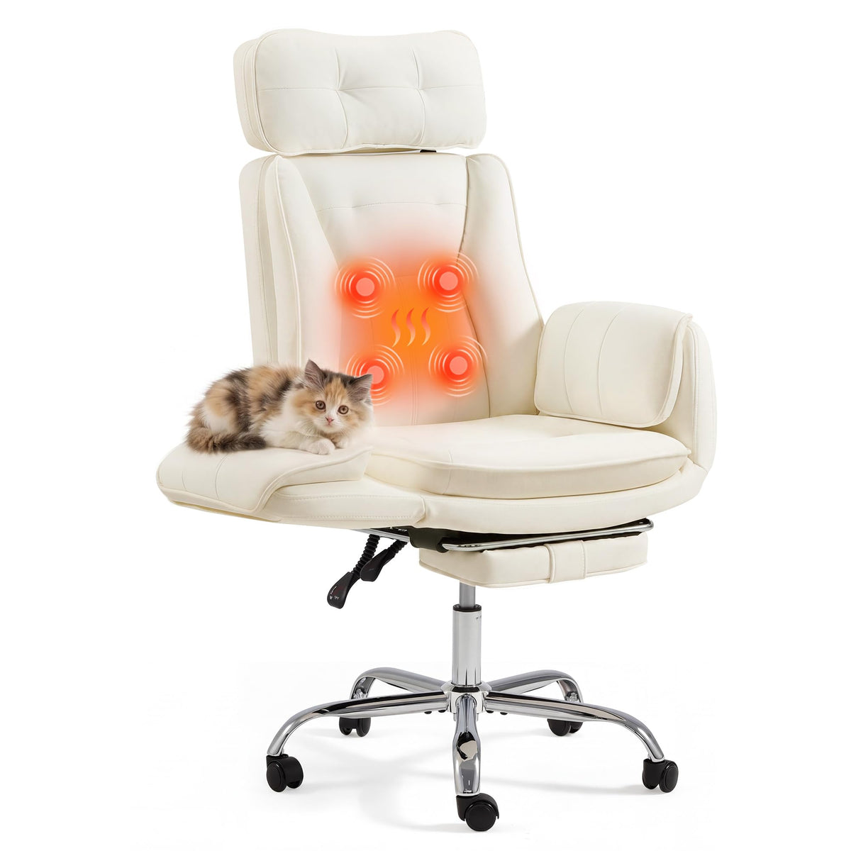 Beige Criss Cross Massage Office Chair