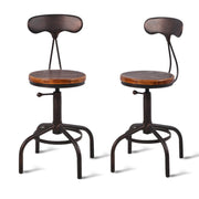 Topower 3 Piece Pub Table and Stool Set Round Bar Table Adjustable Height Coffee Table Farmhouse Counter Height Bar Stools with Backrest Copper 1 Table + 2 Stools