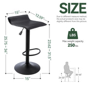 Vogue Furniture Direct Adjustable Bar Stools Set of 2, Modern Swivel PU Leather Airlift Barstools, Backless Kitchen Counter Height Bar Chair for Dining Room (Black, Black Base)