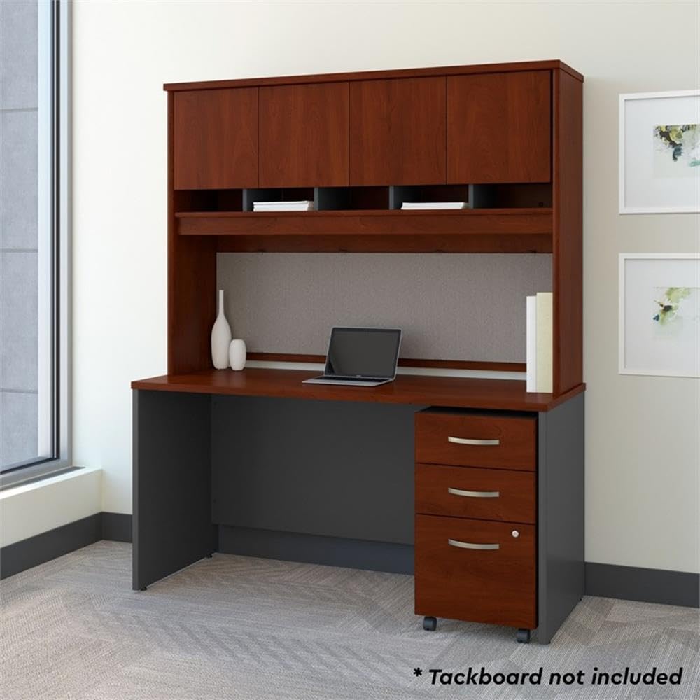 60W Office Desk with Hutch and Mobile File Cabinet