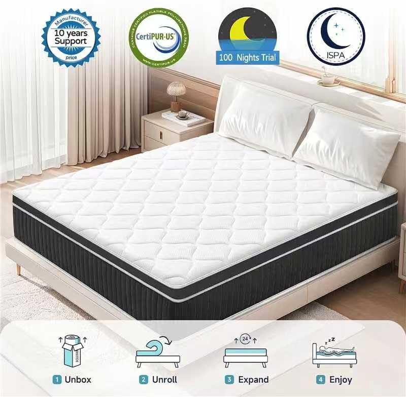 QUENSIYE Full Mattress, 14 Inch Ultra Comfort Hybrid Mattresses Queen Size, Foam with Independent Pocket Springs Mattress in a Box Pressure Relief & Supportive, Medium Firm